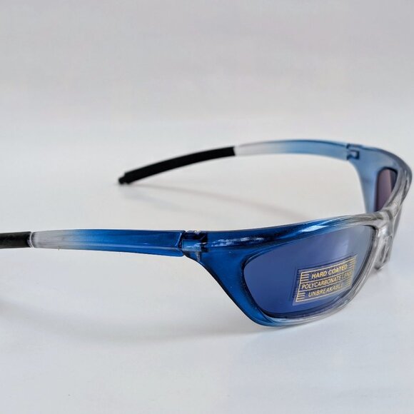 NWT Vintage 90's PC Rectangle Sport Wrap Sunglasses (Clear/Blue) - Picture 2 of 5
